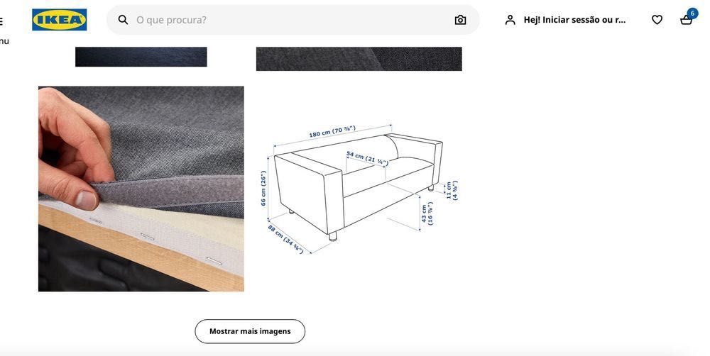 Sofá de 2 lugares modelo KLIPAN Ikea
