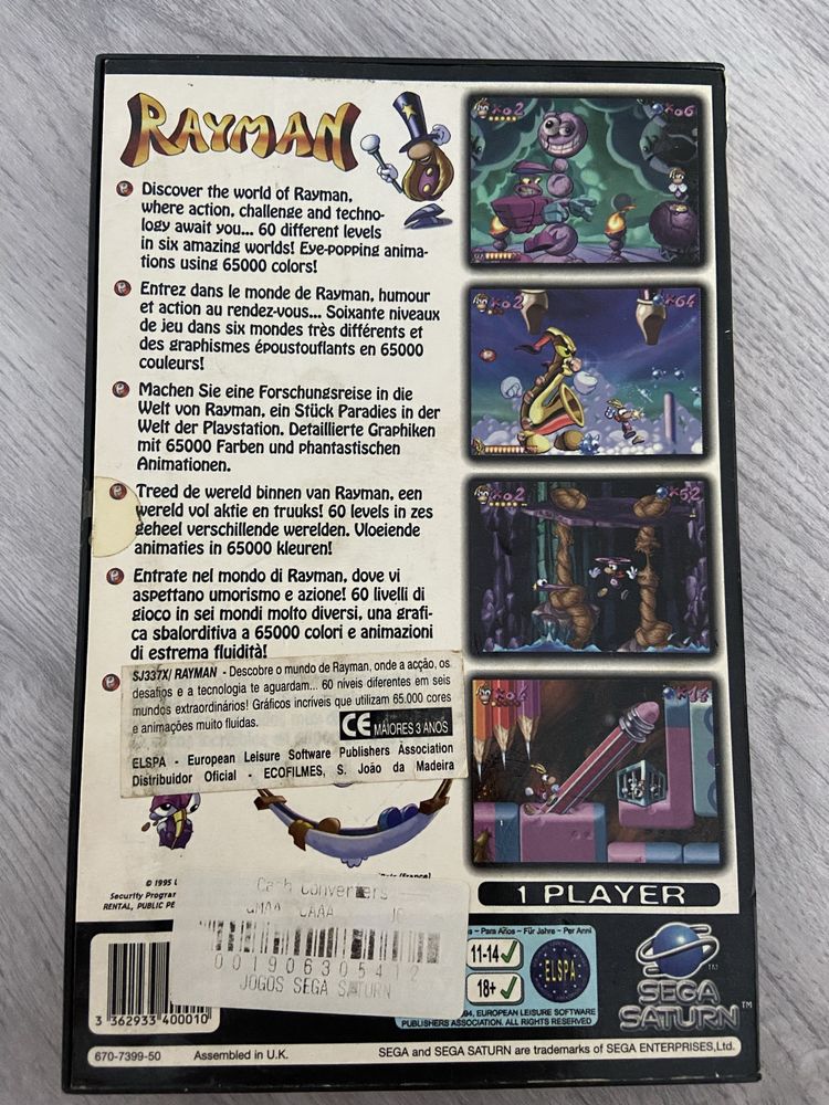 Rayman (Sega Saturn) em caixa completa