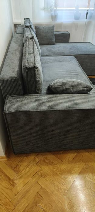 Narożnik sztruksowy szary