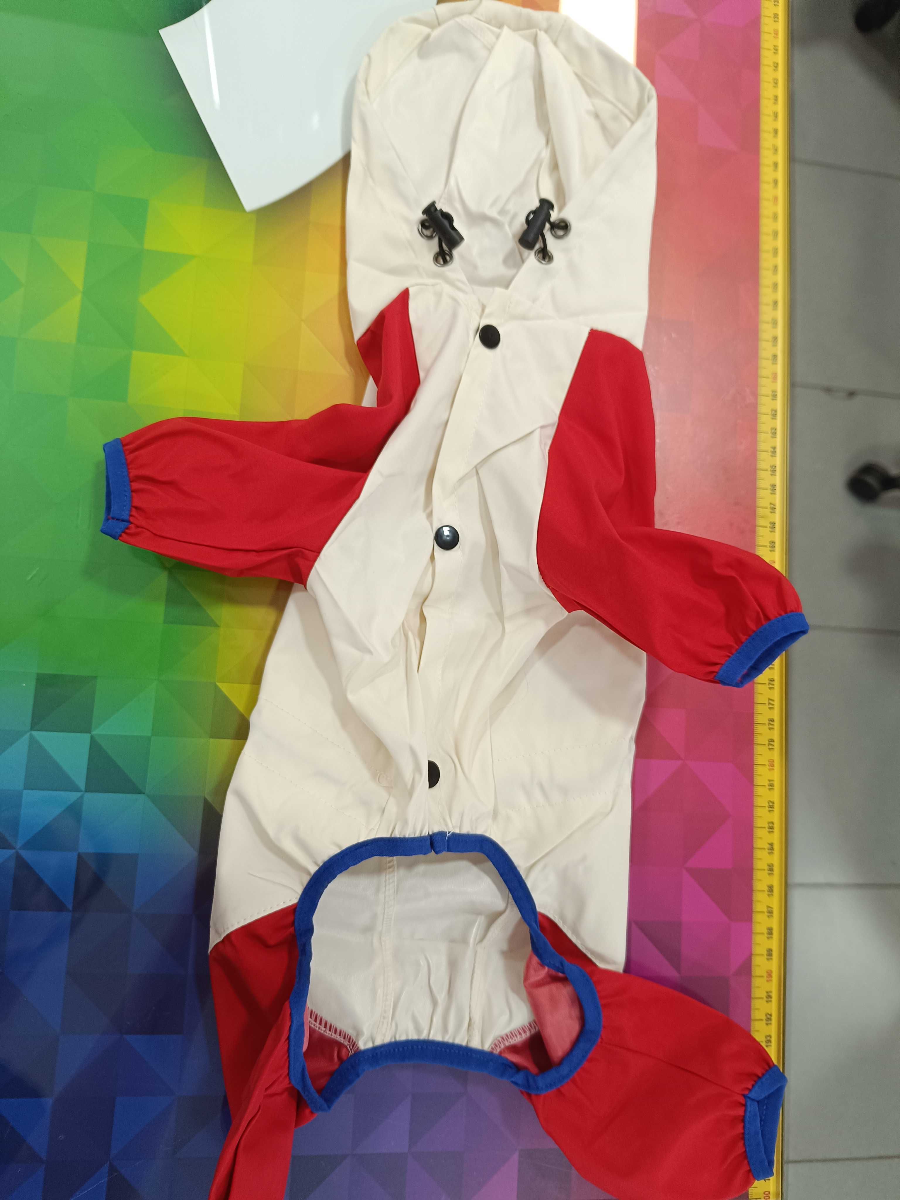 Capa chuva Creme/Vermelho para cães