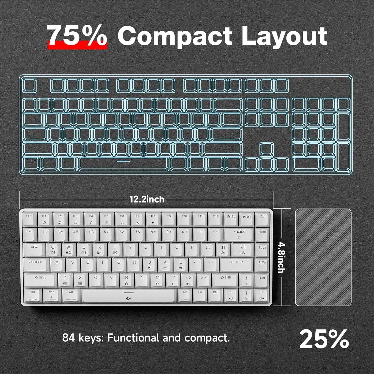 TMKB T84SE mechaniczna klawiatura gamingowa biała RED Switch