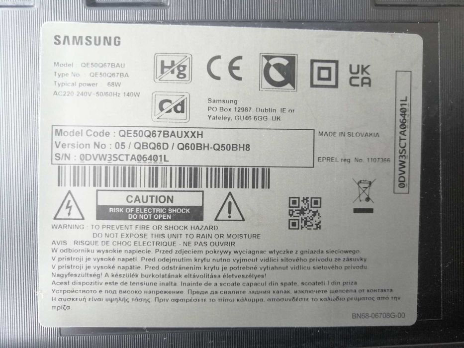 tv samsung 4K UHD qled 50 cali  QE50Q67BAU