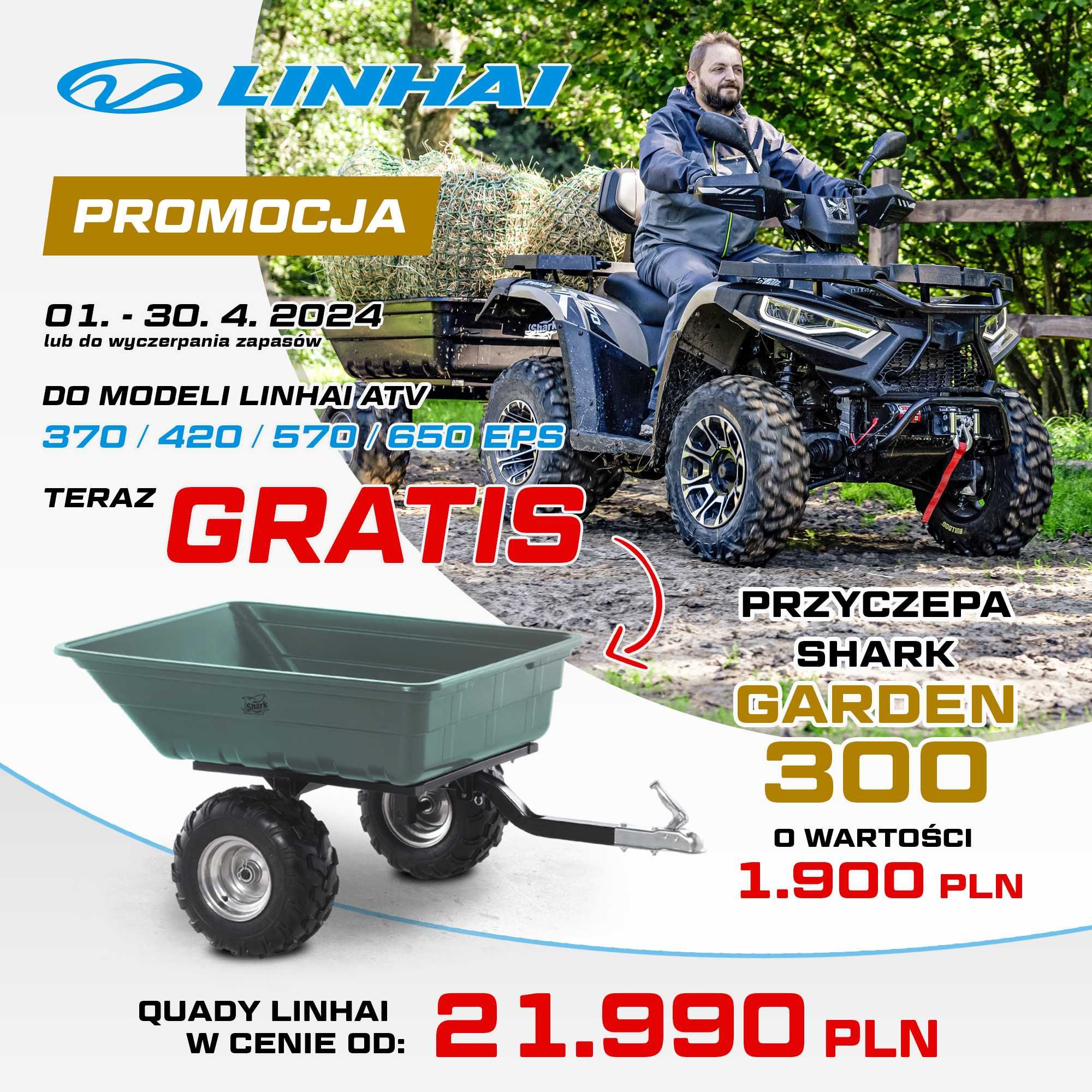 Quad ATV LINHAI PROMAX 420 L EFI 4x4 Raty Dostawa PROMOCJA przyczepka