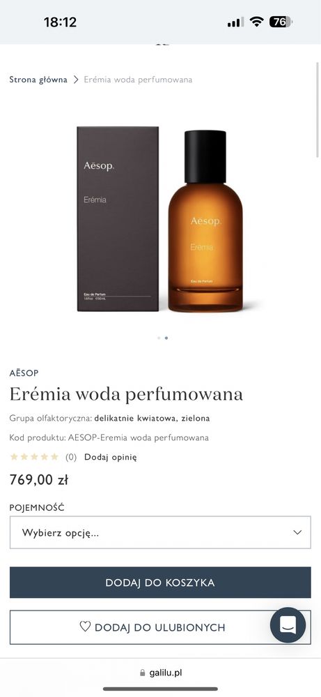 Aesop Eremia unisex perfumy premium 50 ml.