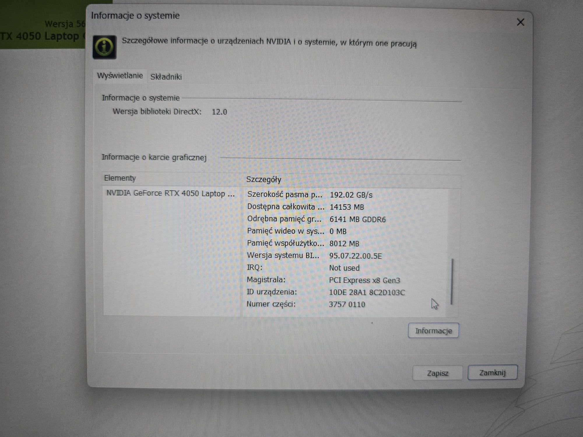 Laptop HP VICTUS 15-fa1652nw i5-12450H 16GB 512GB RTX4050 6gb W11PL