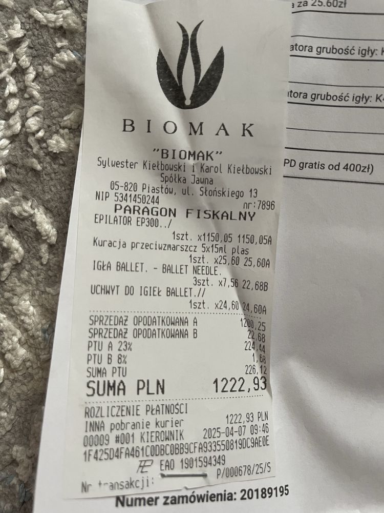 Epilator EP300 na gwarancji