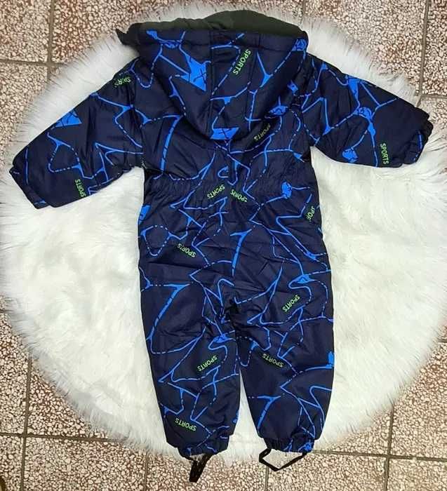 Kombinezon jednoczęściowy zimowy narciarski na sanki 128 linie niebies