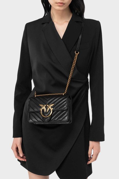 PINKO skórzana torebka listonoszka MINI ICON BLACK