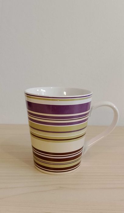 Kubek ceramiczny /pasy/fiolet/ Home&You, 330 ml.