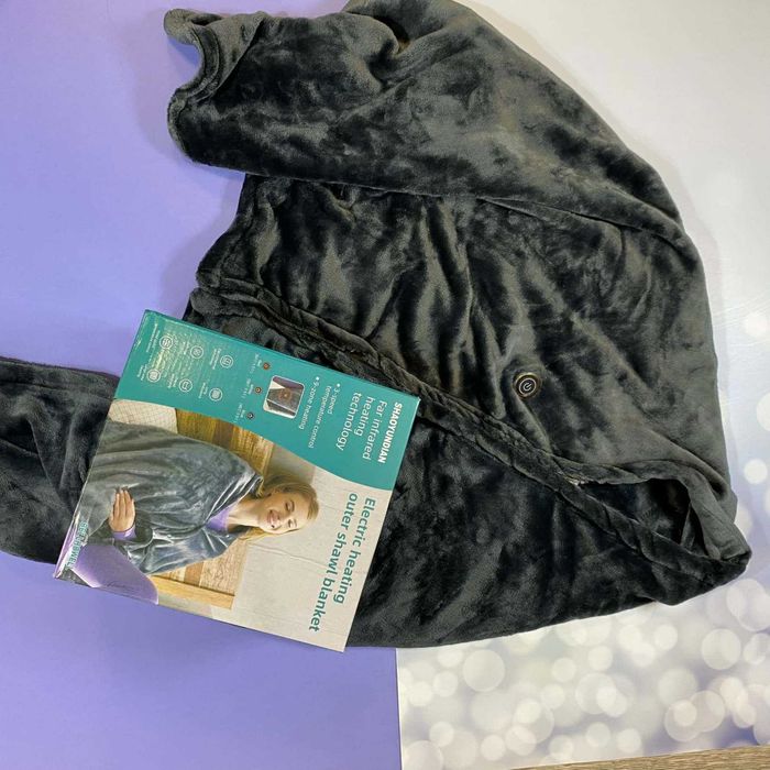 Флисовое электроодеяло пончо з подогревом от USB