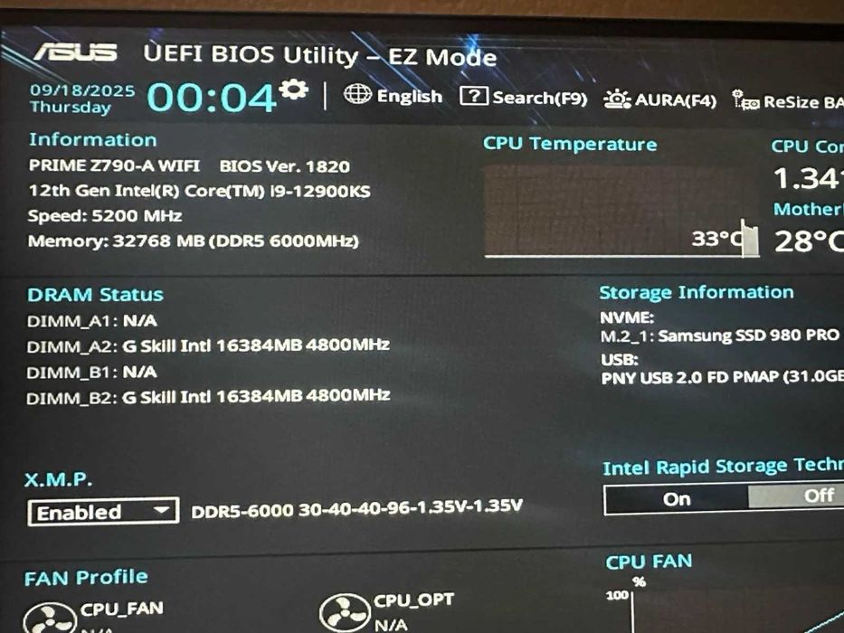 INTEL i9 12900KS  + Z790 ASUS Prime A wifi комбо