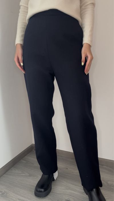 Темно сині вовняні штани класичні прямі брюки céline,