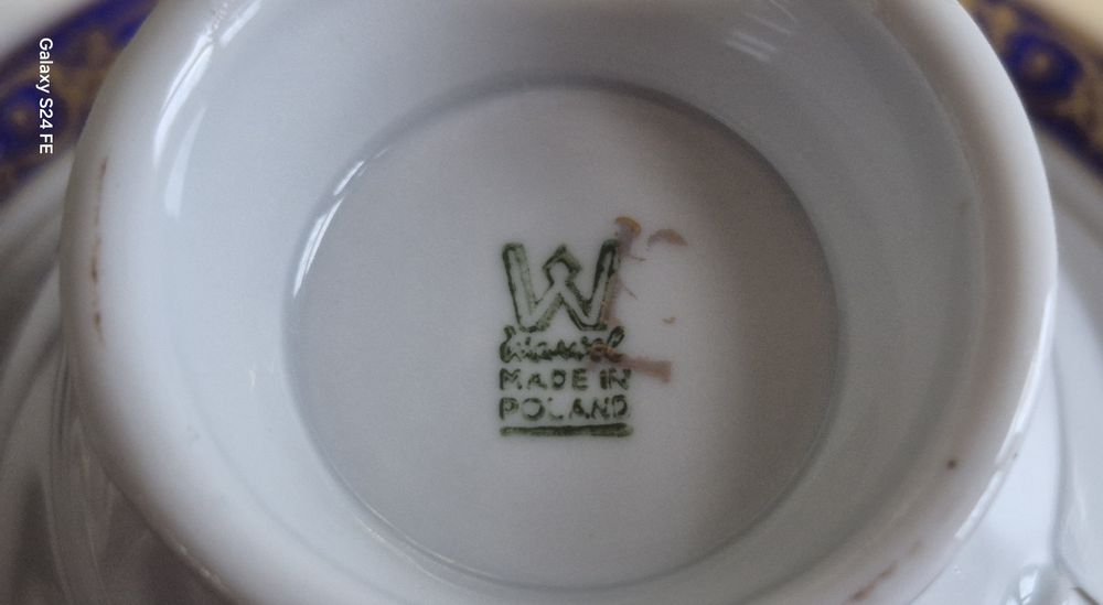 Piękna Polska porcelana WAWEL Serwis kawowy na 6 osób kobalt