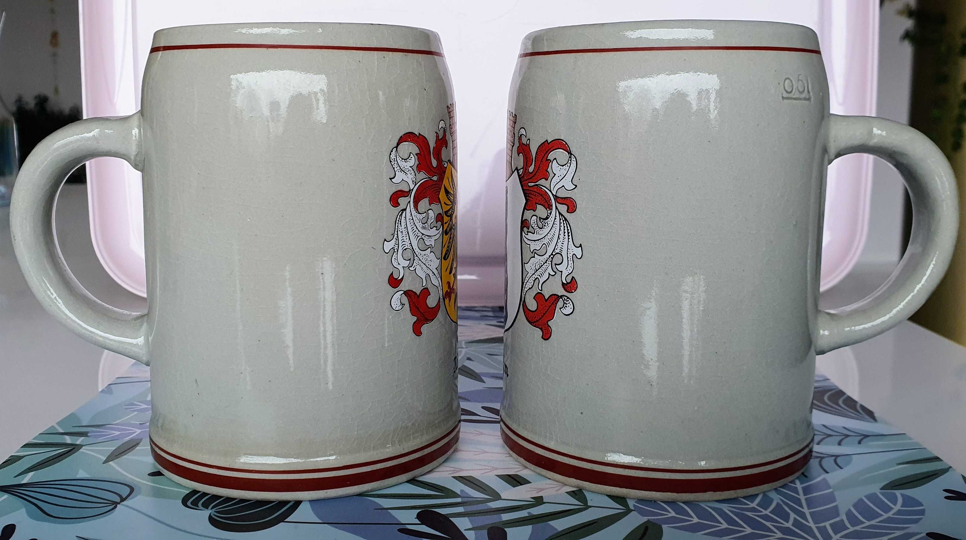 Zestaw kufle kufel Niemcy Germany ceramika herb vintage