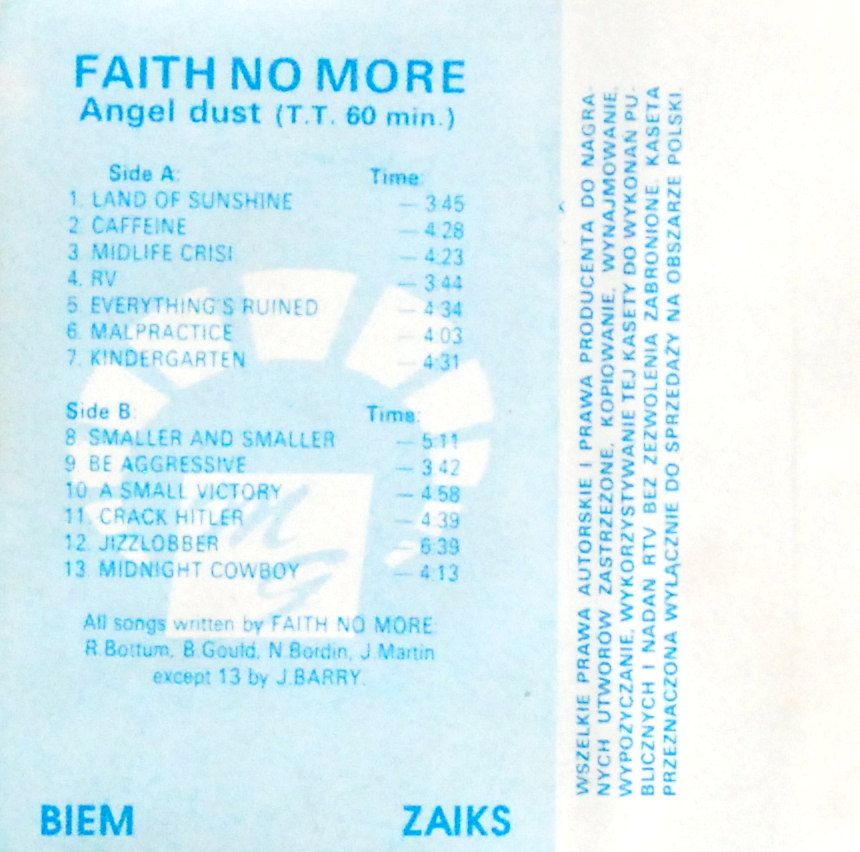 Faith No More - Angel Dust (kaseta) BDB