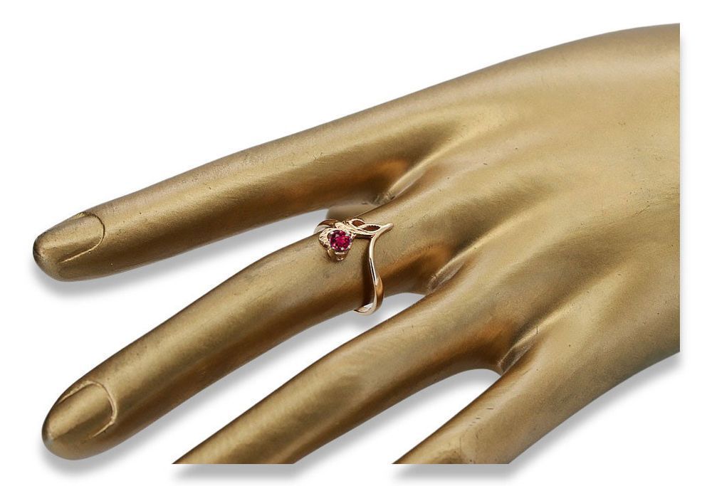 Pierścionek z różowego czerwonego złota 14k 585 z Rubinem vrc095