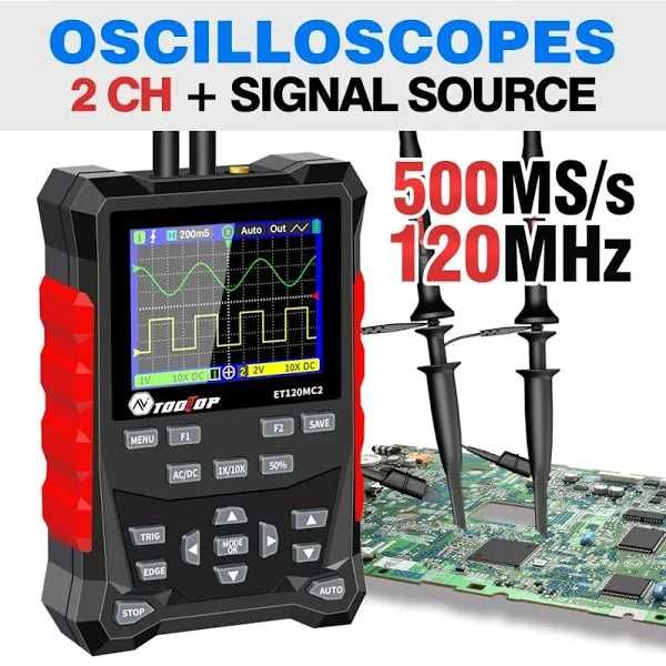 TOOLTOP ET120MC2 Двоканальний міні-цифровий осцилограф 120 МГц,