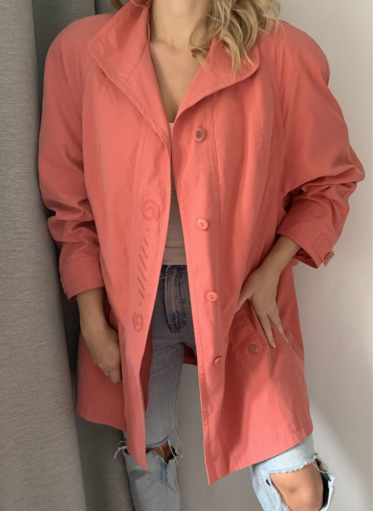 Koralowa kurtka vintage unikatowa oversize retro 4XL