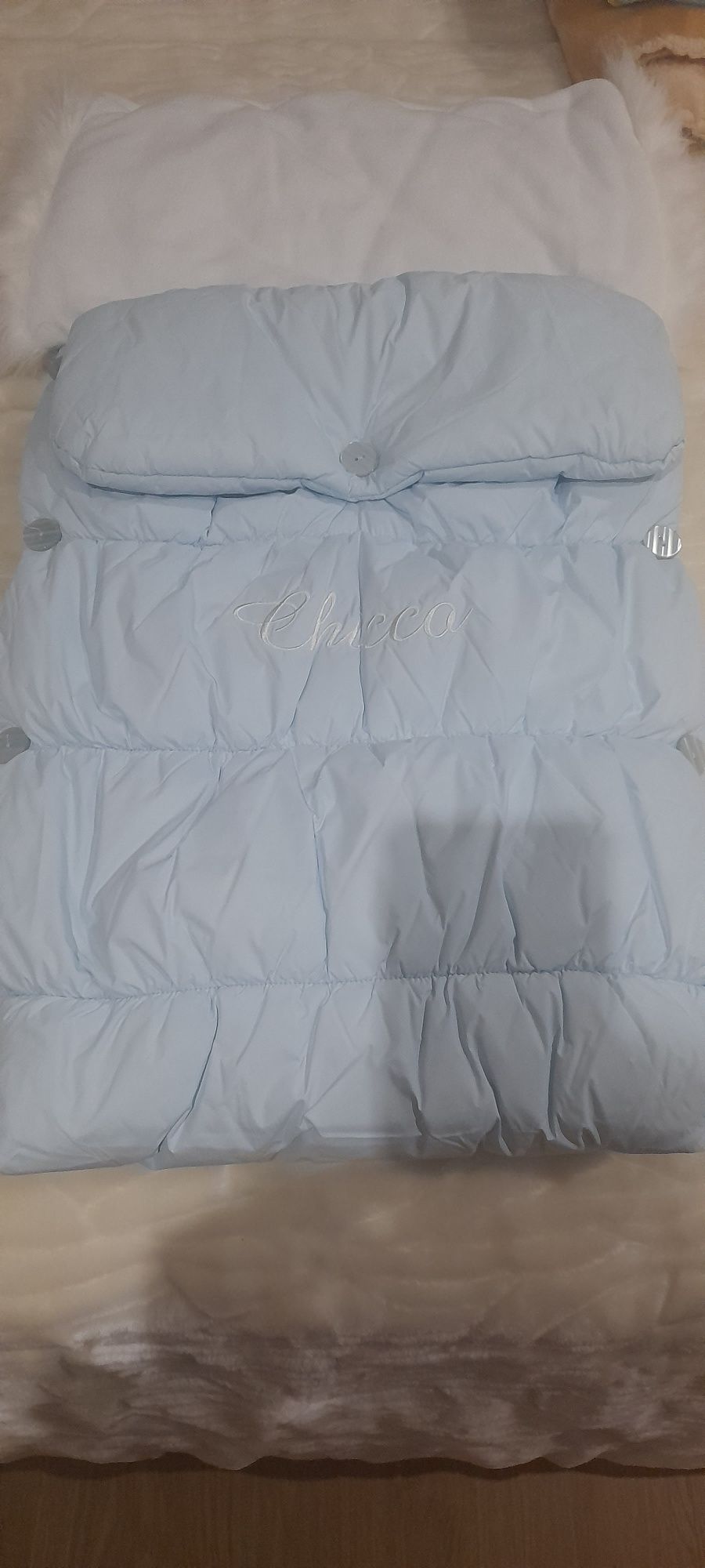 Saco cama Chicco, cobertor + colcha e e resguardo de berço