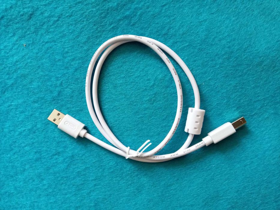 Новый кабель (шнур) для принтера 1 м белого/черного цвета USB AM/BM