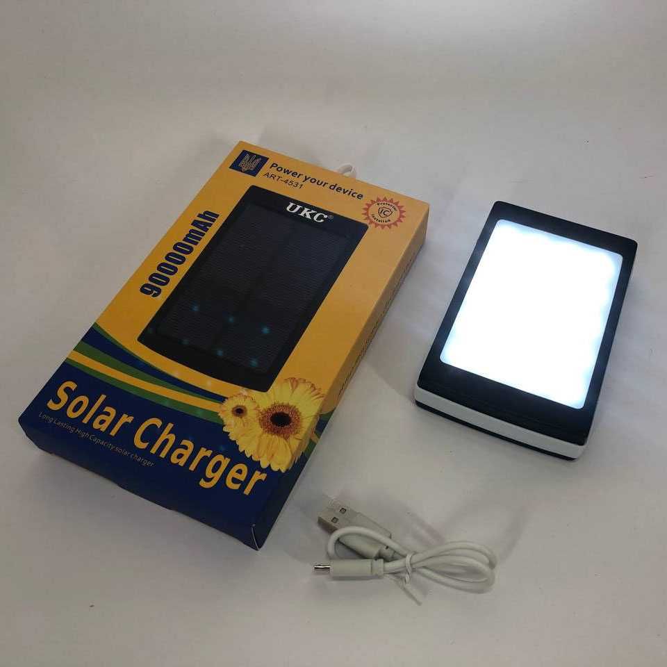 УМБ Power Bank Solar 90000 mAh з сонячною панеллю та лампою