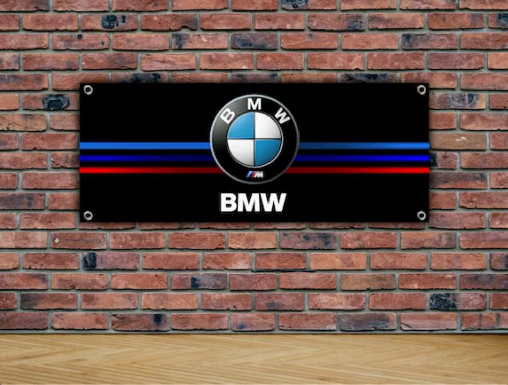 2 SZTUKI Baner plandeka BMW 150x60cm Motorsport Mpower PROMOCJA