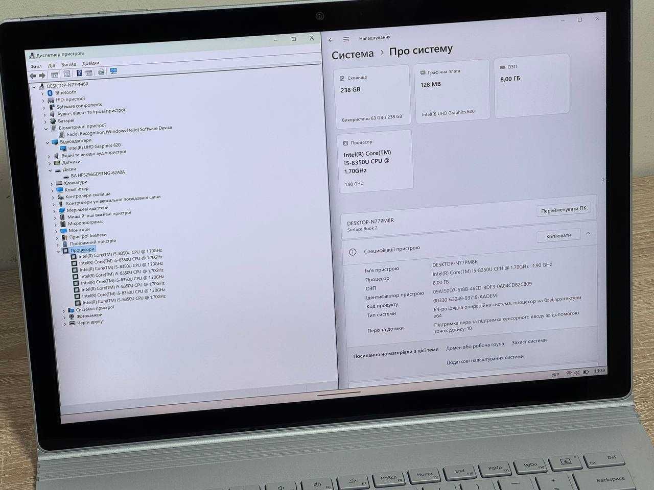 Microsoft Surface Book 2 13.5" 3000*2000 8Gb/256Gb Win 11 (сенсор)