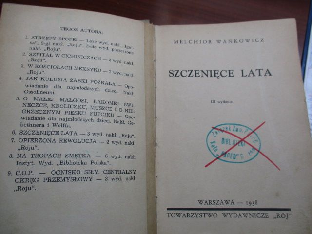 Melchior Wańkowicz "Szczenięce lata" 1938 r.