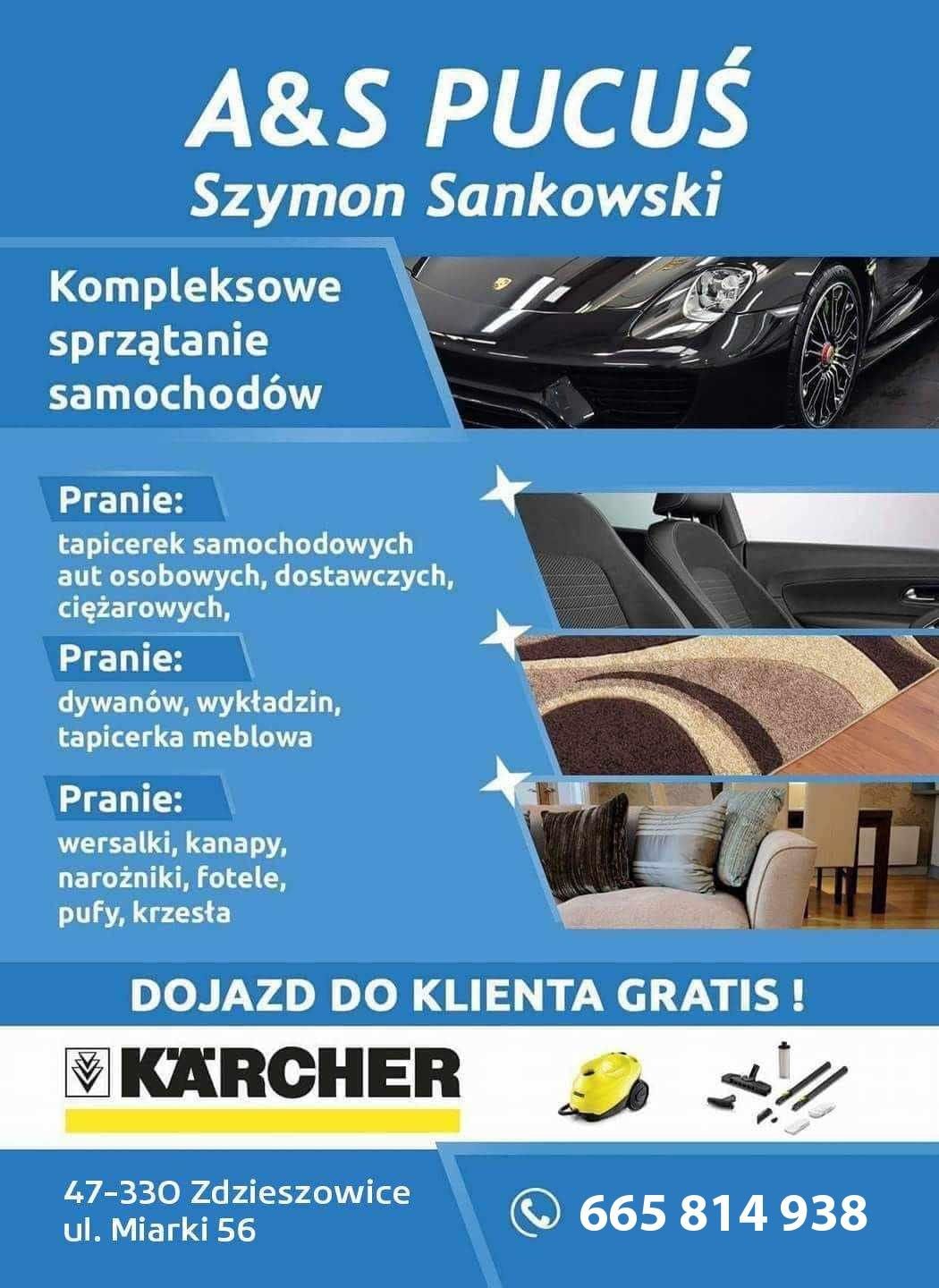 Pranie tapicerki samochodowej,dywanów,wykładzin,narożników A&S PUCUŚ