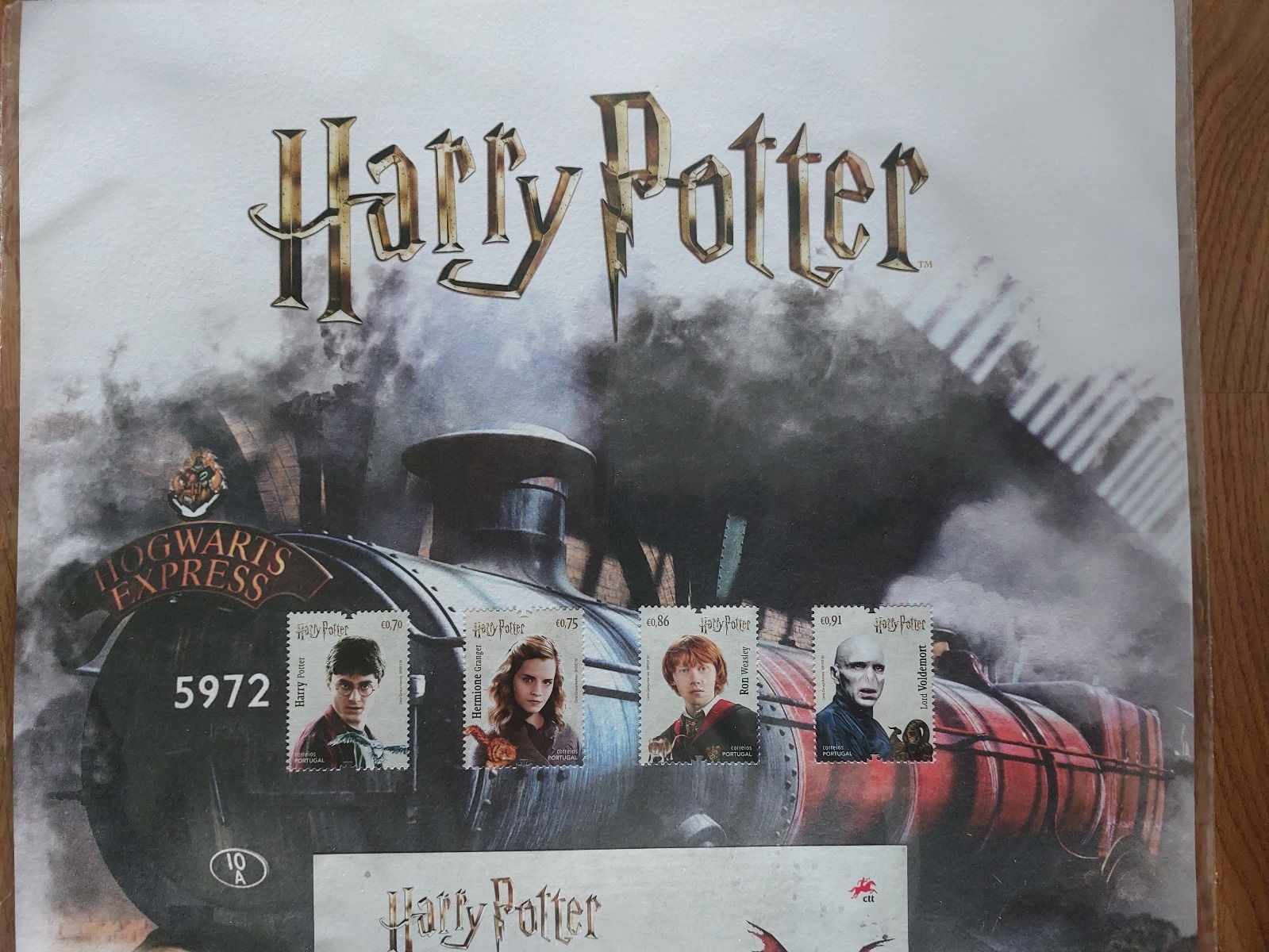 Folha de selos de coleccionador do Harry Potter