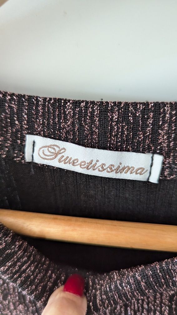 Brązowa Sukienka z rękawami cekiny 36 S Sweetissima NEGOCJUJ CENĘ
