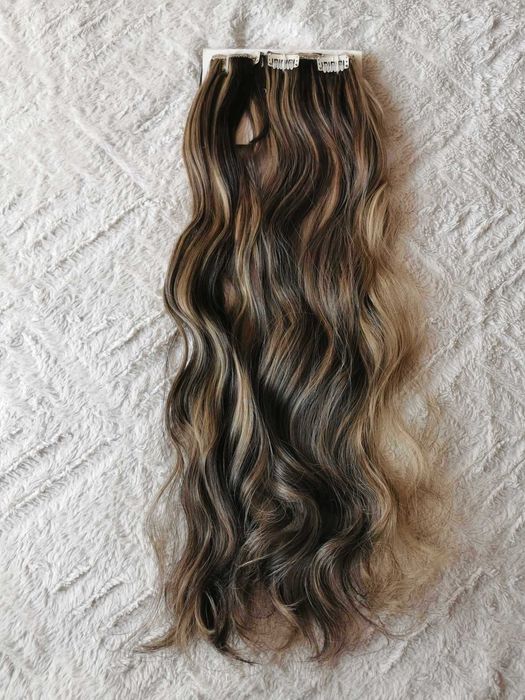 Doczepiane włosy clipin 65cm blond ciemny brąz