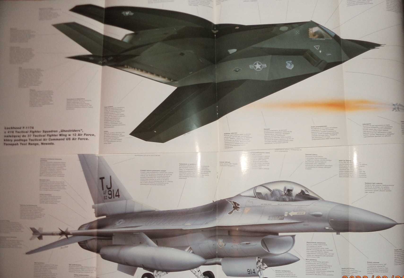 9x Samoloty Encylopedia lotnicwa, w środku plansze z opisem tech 1998