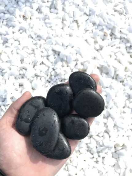Czarny Kamień Polerowany Błyszczący Otoczak Kamień Ogrodowy Opaska