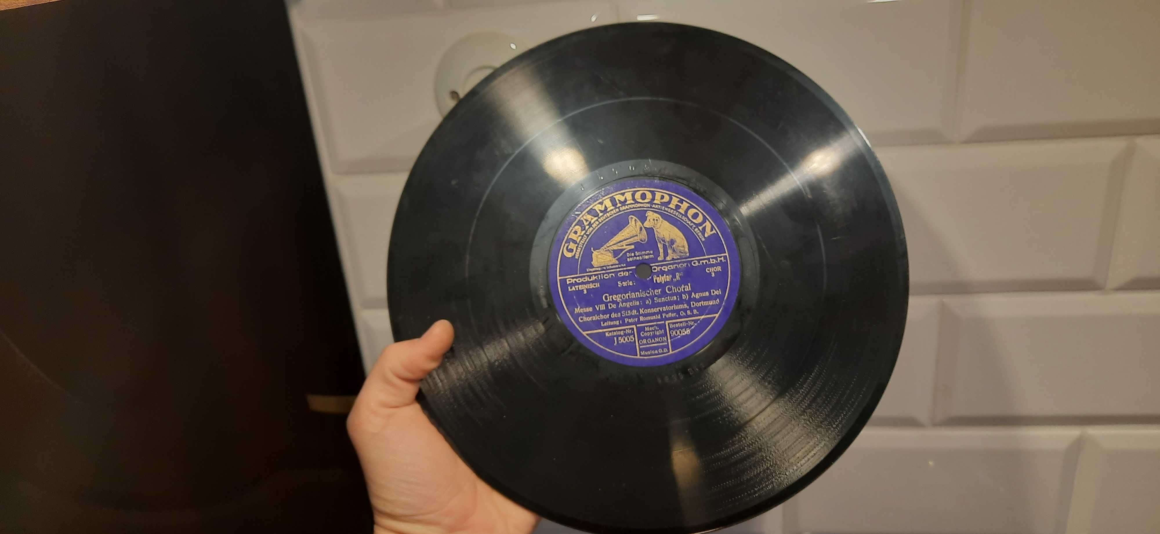 Przedwojenne 4 płyty szelakowe 1928 rok 1929 rok chorały gregoriańskie