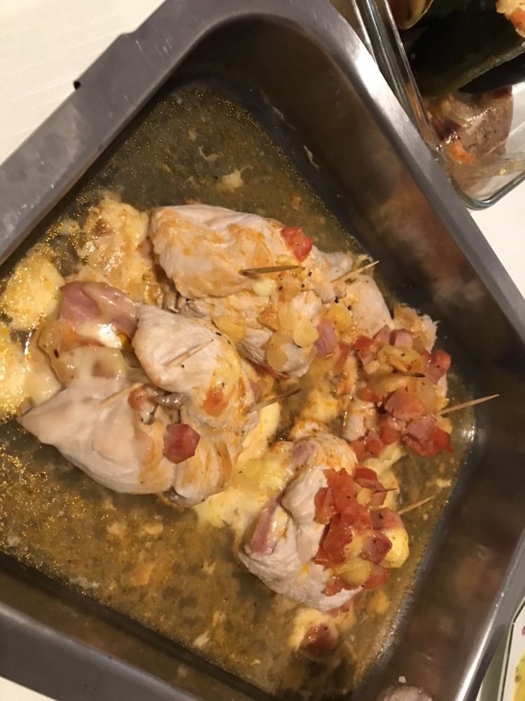 Pratos diversos: Risotto de camarao ; Peitos frango no forno batata,