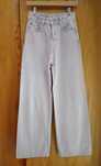 Jeans wide leg lilás/malva, cintura subida, tamanho 34