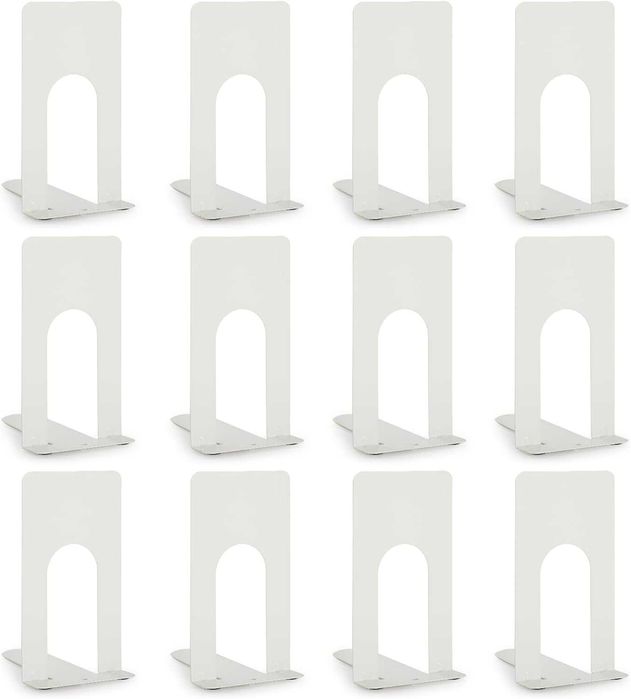 12 suportes de livros trava livros (6 pares) BRANCO -6,9x10x13 cm NOVO