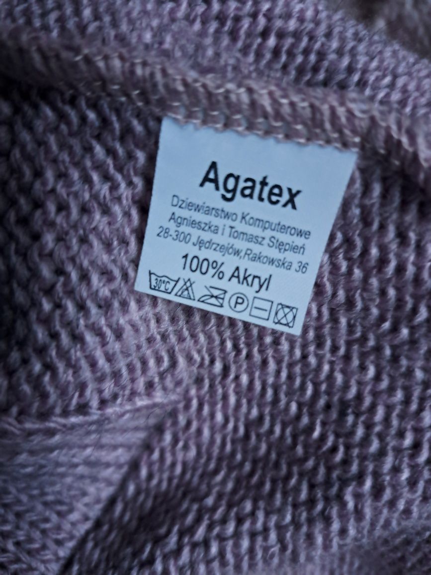 Długi sweter wrzosowy narzutka polski producent