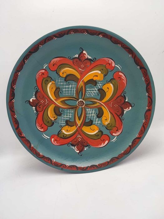 Drewniana malowana patera,vintage lat 70-80,ozdobna