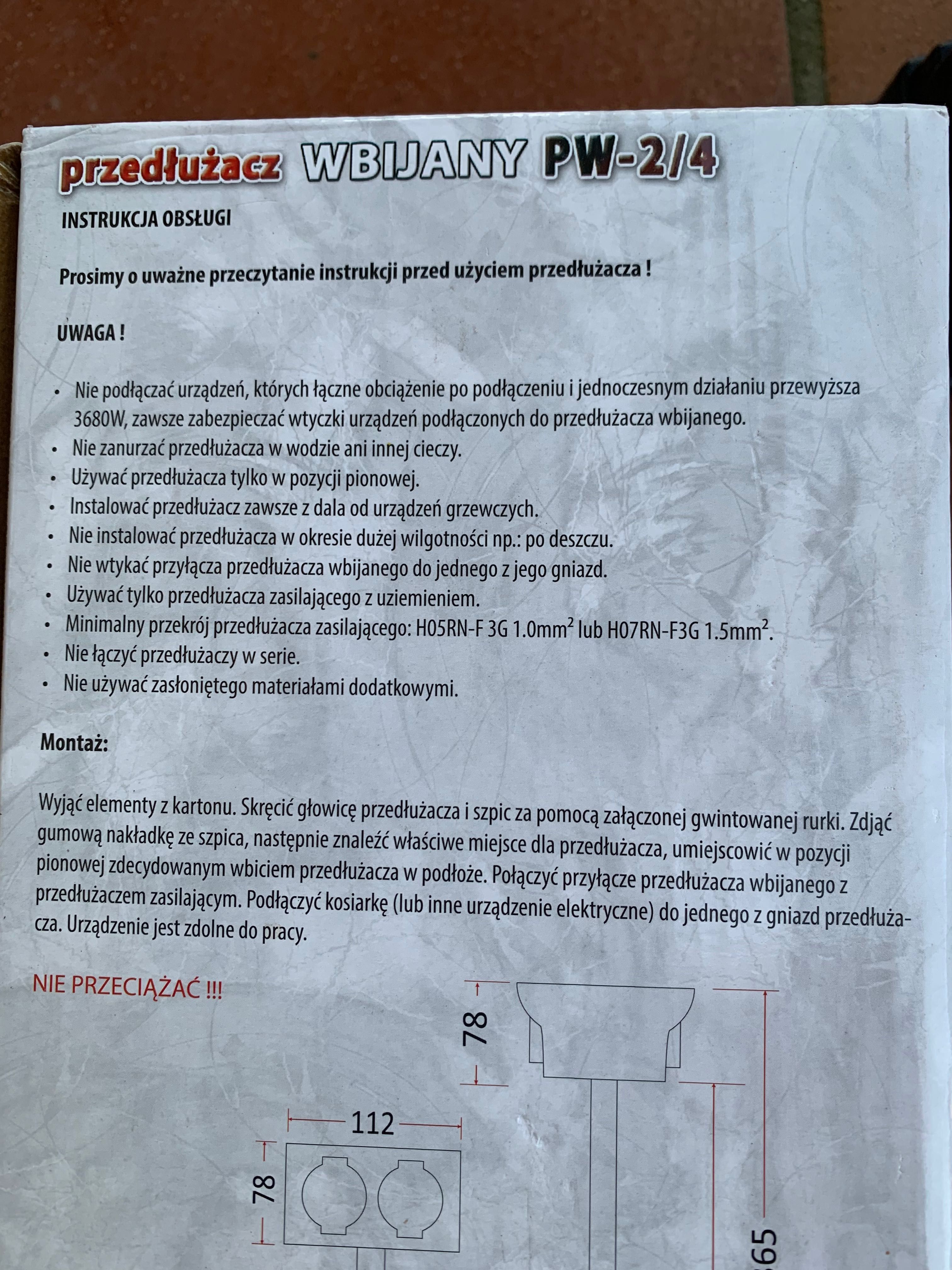 Przedłużacz ogrodowy wbijany, 4 gniazda