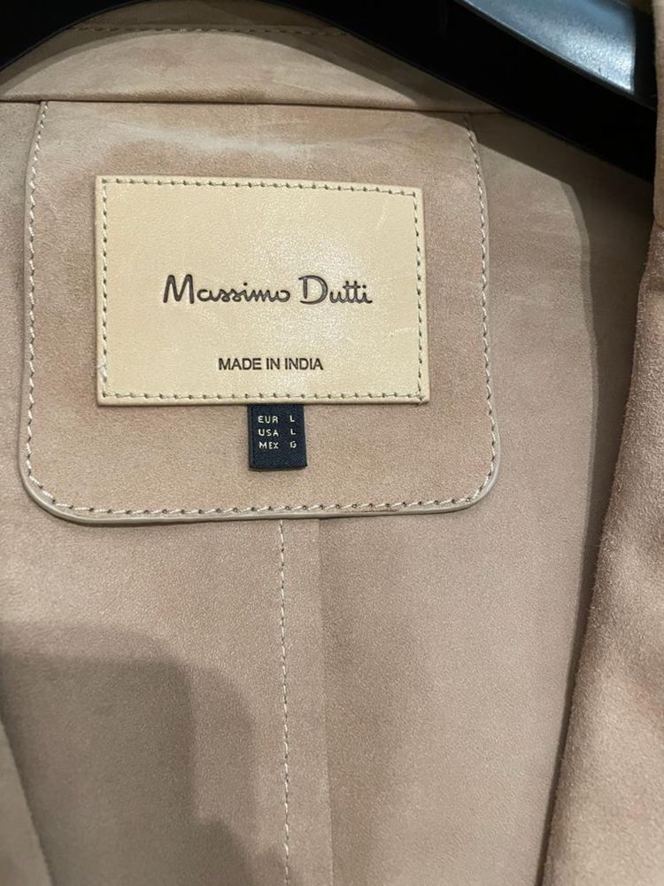 Blazer pele camurça beige Massimo Dutti