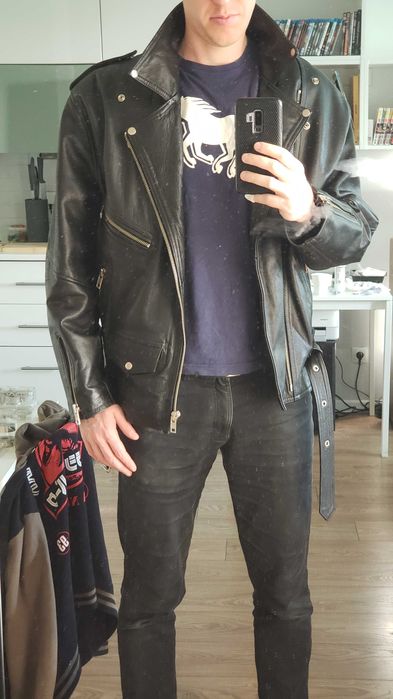 Kurtka skórzana Ramoneska, męska, rozmiar XL, Vintage, lata 90