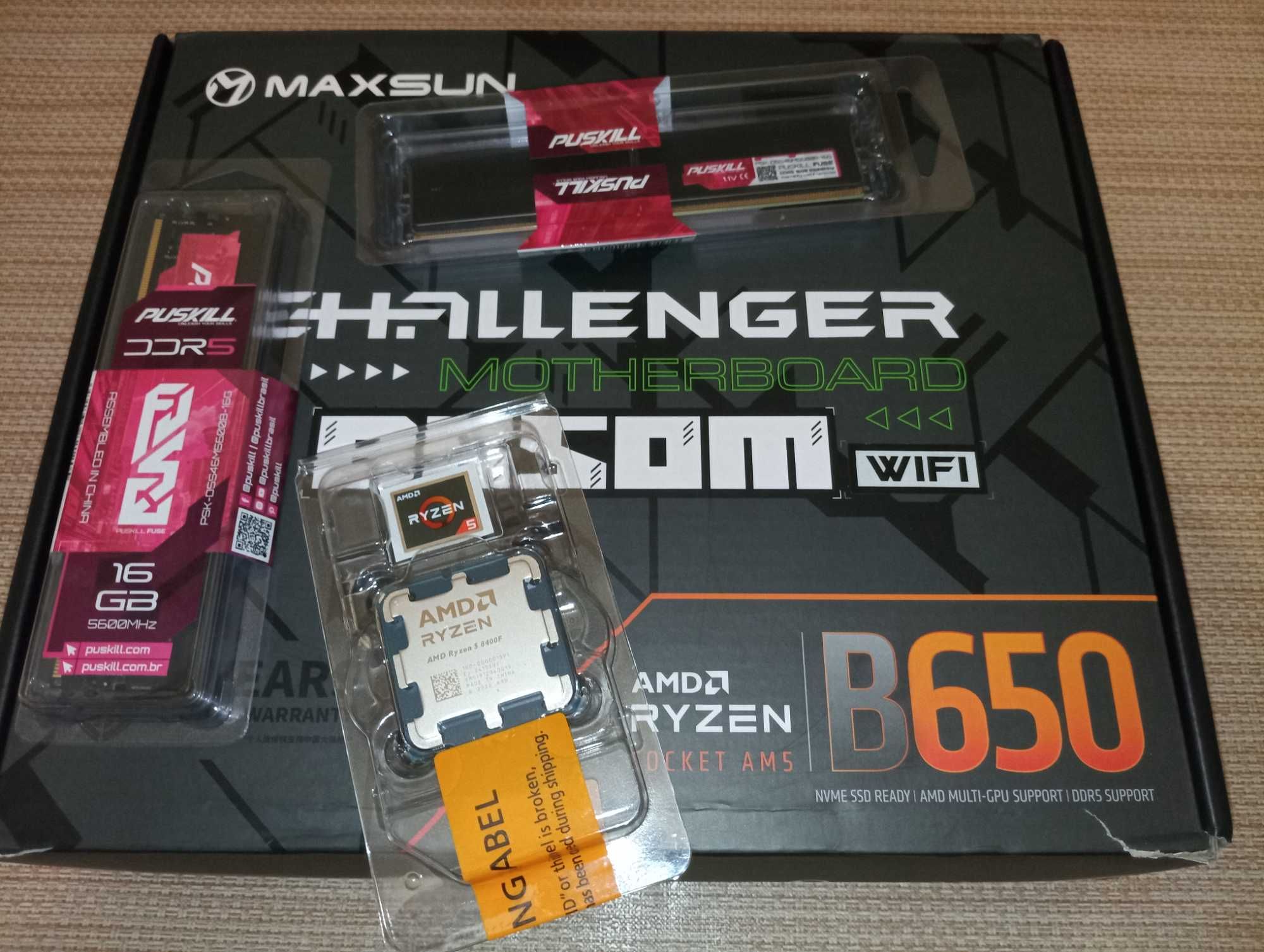 AM5 AMD Ryzen 5 8400f, MAXSUN B650M WIFI, DDR5 32GB(2x16) комплект