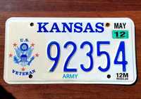 Tablica rejestracyjna z USA - Kansas Veteran
