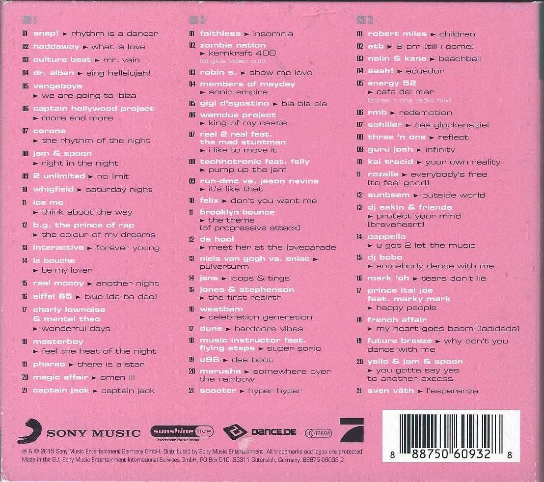 3 CD - Club Sounds 90's (2015) (Sony Music) (Digipak)