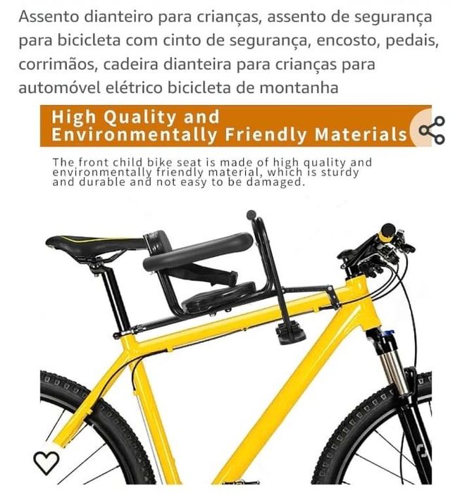 Assento de bicicleta para criança