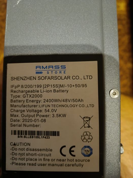 акумулятор li-fepo4 sofar gtx2000