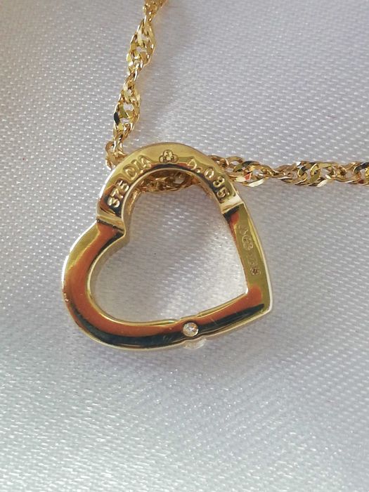 WŁOSKI złoty wisiorek z brylantem. CERTYFIKAT