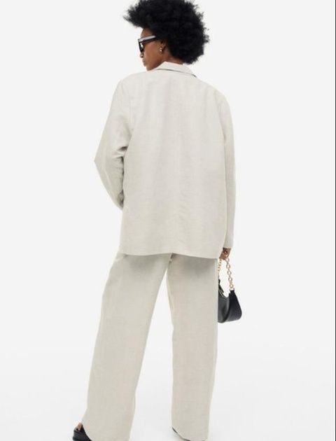 Широкие брюки  из смесового льна H&M